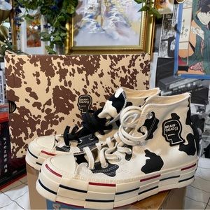 braindead cow print chuck 70s converse in like great new condition with box :)